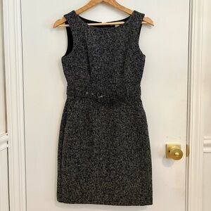 Banana Republic Belted Black/Grey Speckled Cocktail or Work Dress Size Petite 2
